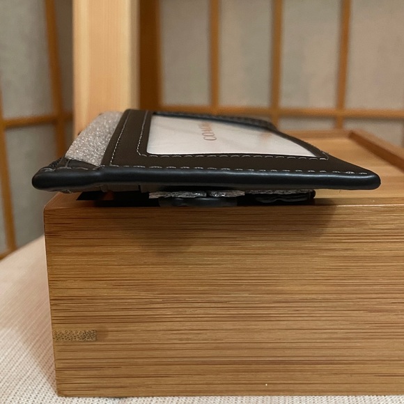 Coach Mini Skinny Id Case With Floral Applique Gunmetal/Black NWT - Picture 10 of 15